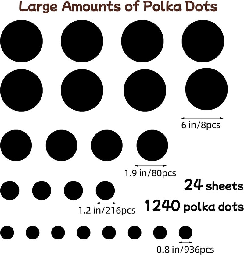 Sinekong 1240Pcs Polka Dot Wall Decals Black Wall Decal Peel and Stick Kids Decals Removable Round Circle Rainbow Stickers for Playroom Nursery Classroom Bedroom Decor(Black) - Image 2